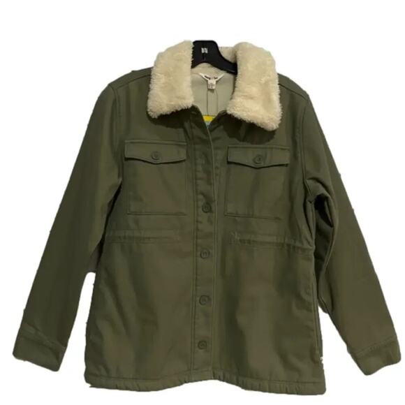 Hang Ten Women's Utility Jacket Plush Collar Green Size Small NWT - Picture 1 of 8